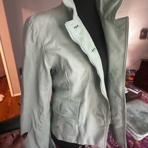 Vintage Mint Green Leather Jacket